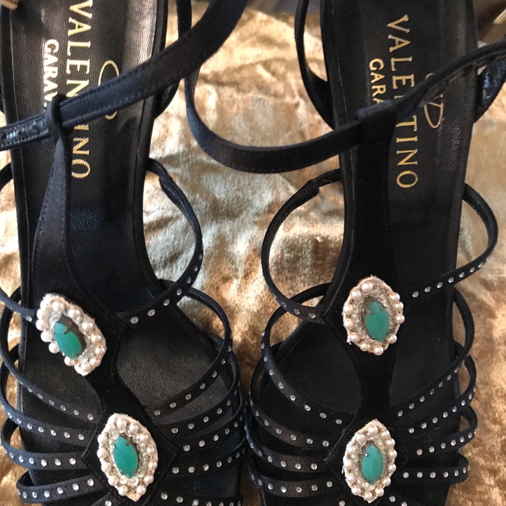 VALENTINO GARAVANI SEXIEST-EVER BLACK SATIN SHOES.